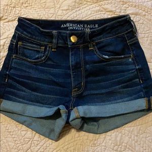 AE hi-rise shortie jean shorts